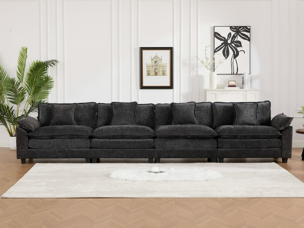 Modern Comfy Upholstered Seat Cushion Sectional Couch (Ottoman is Not Included)