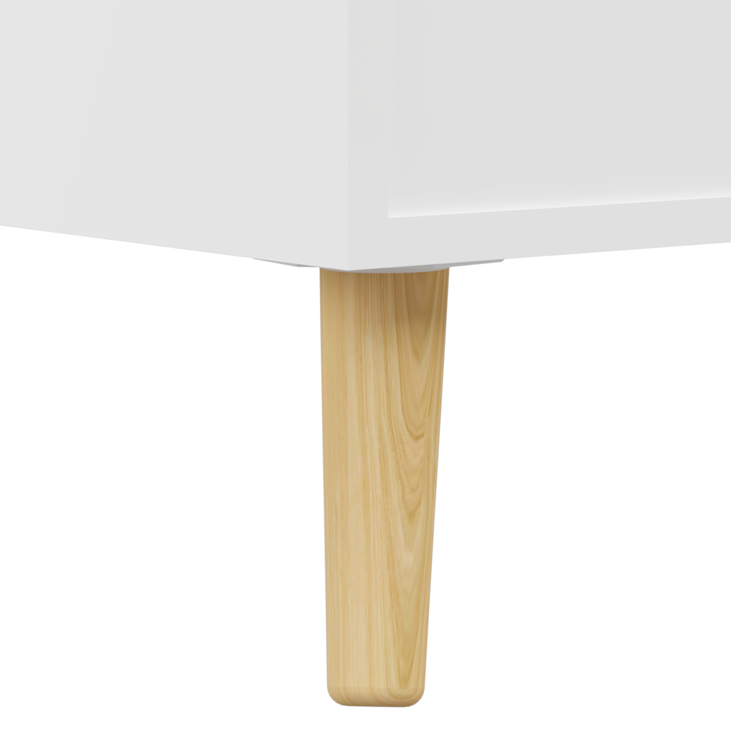 Modern Kids Bookshelf and Toy Organizer with White MDF and Pine Legs