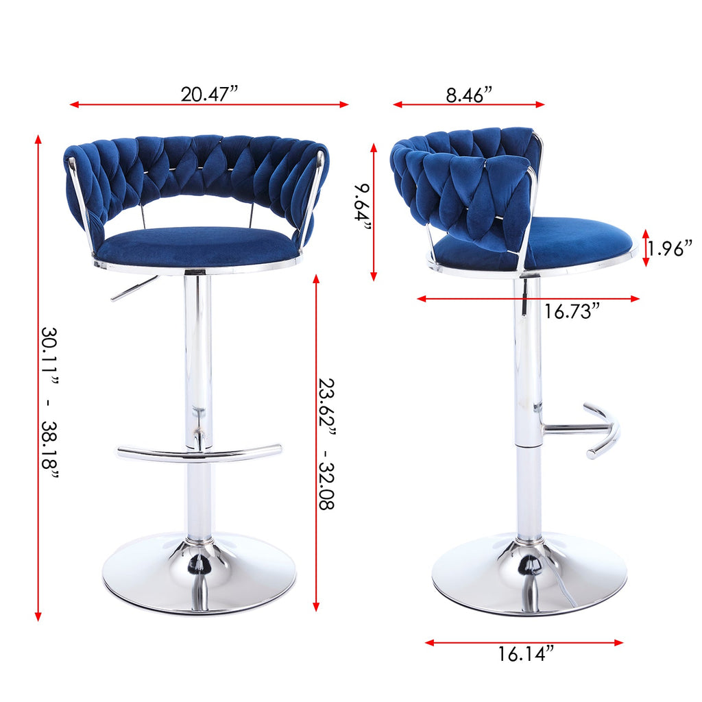 2PCS Metal Bar Stools with Chrome Footrest and Base