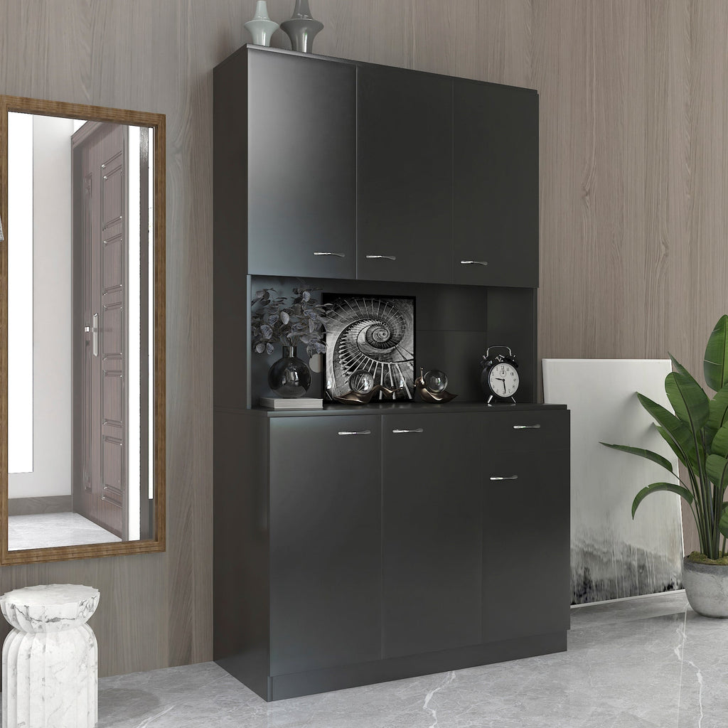 70.87' Tall White Kitchen Cabinet with 6-Doors
