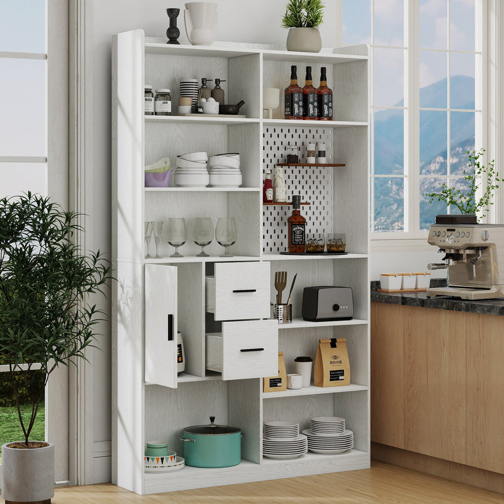 79" Tall Kitchen Pantry Cabinet with Pegboard