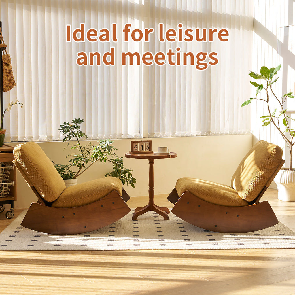 Corduroy Glider Rocking Chair with Solid Wood Frame