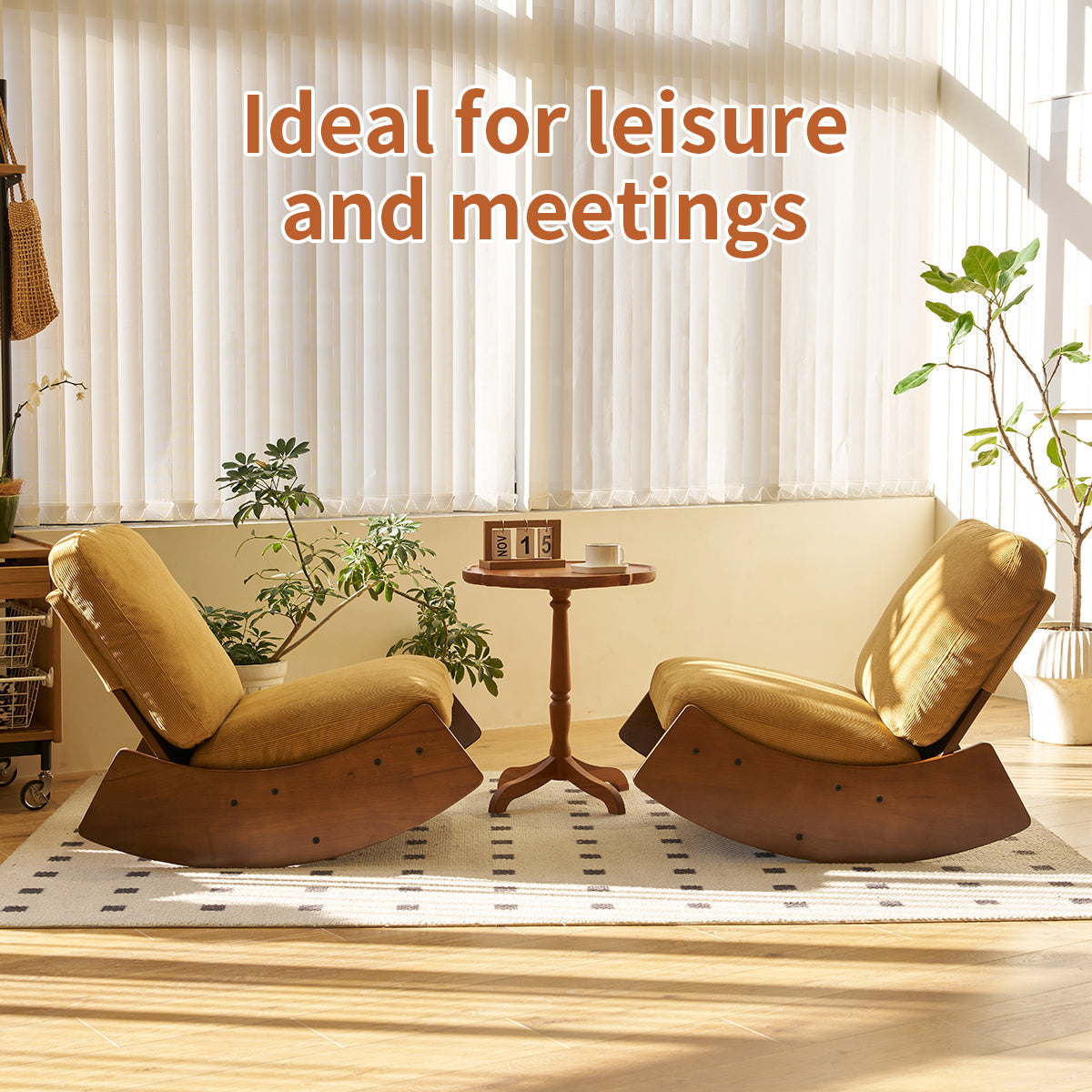 Corduroy Glider Rocking Chair with Solid Wood Frame