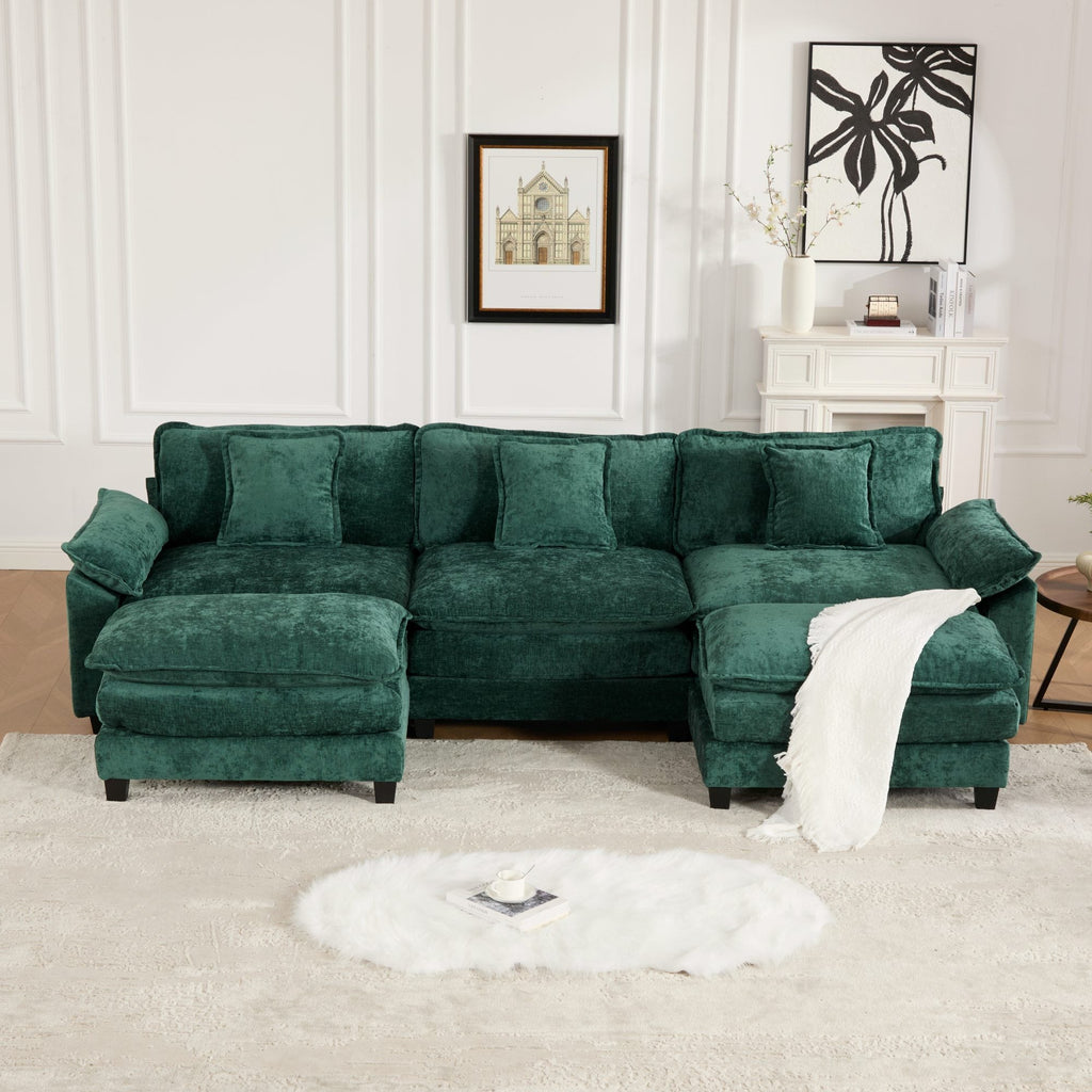 Modern Comfy Upholstered Seat Cushion Sectional Couch (Ottoman is Not Included)