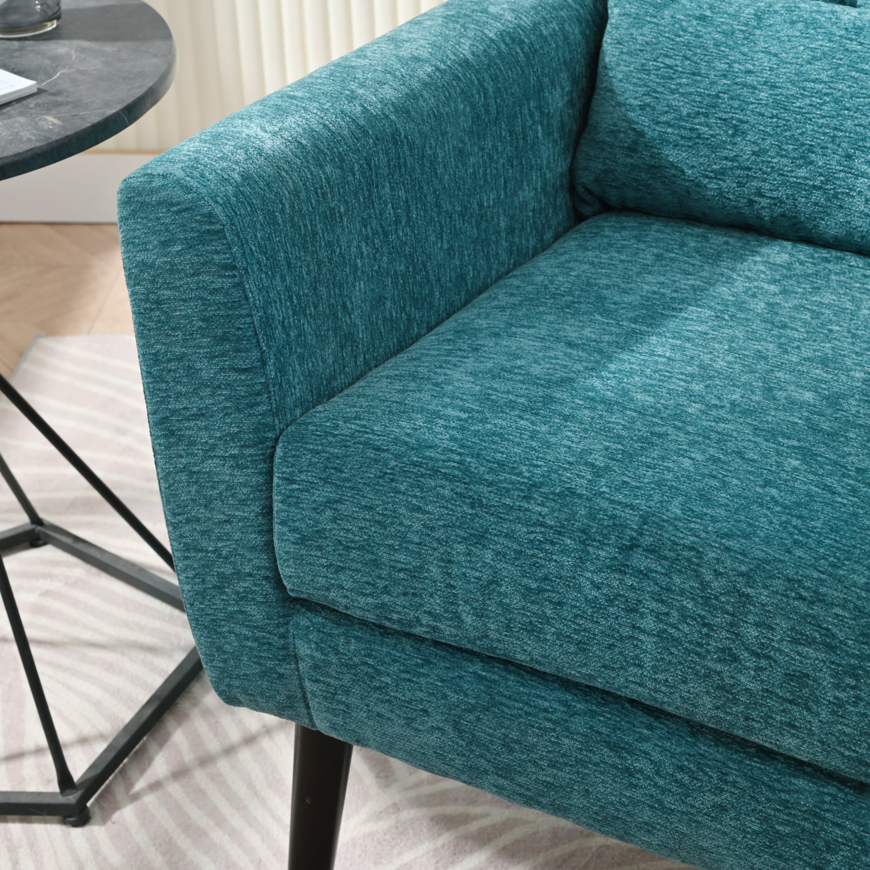 Mid-Century Chenille Accent Chair – Comfy Reading Chair with Lounge Style
