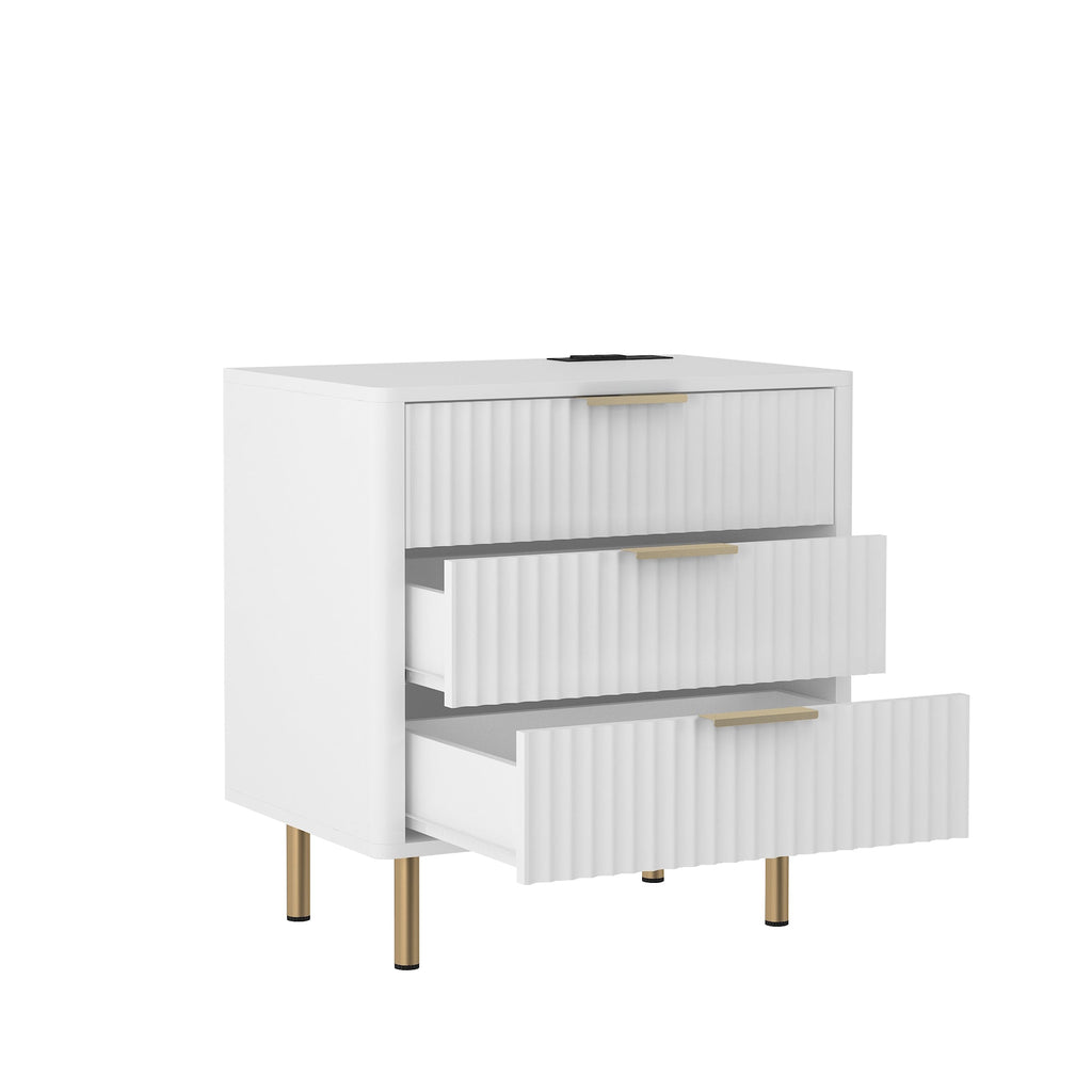 Modern Night Stand with Storage Cabinet for Bedroom with 3 Drawers