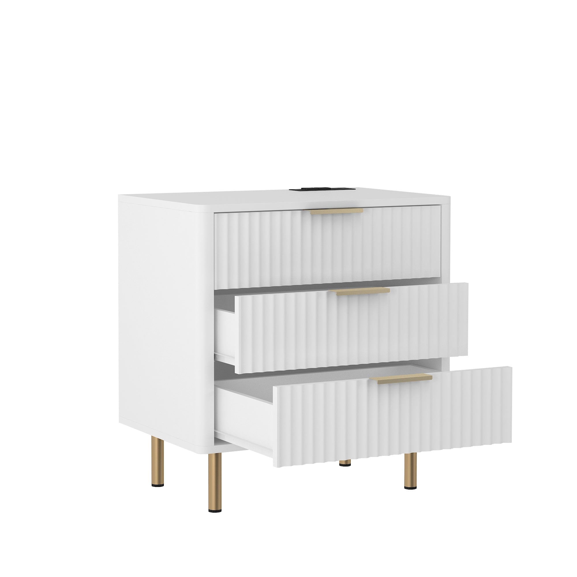 Modern Night Stand with Storage Cabinet for Bedroom with 3 Drawers