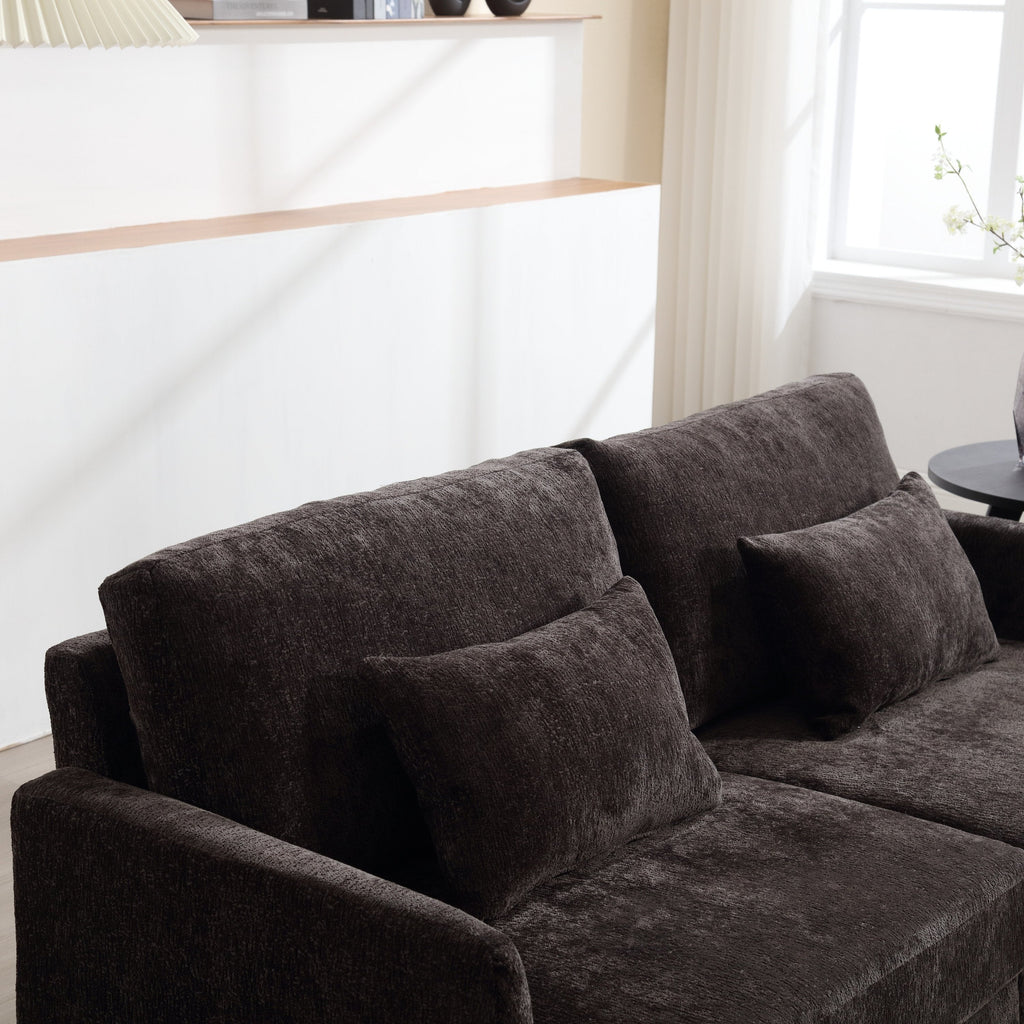 Mid Century Modern Chenille Fabric Loveseat Sofa