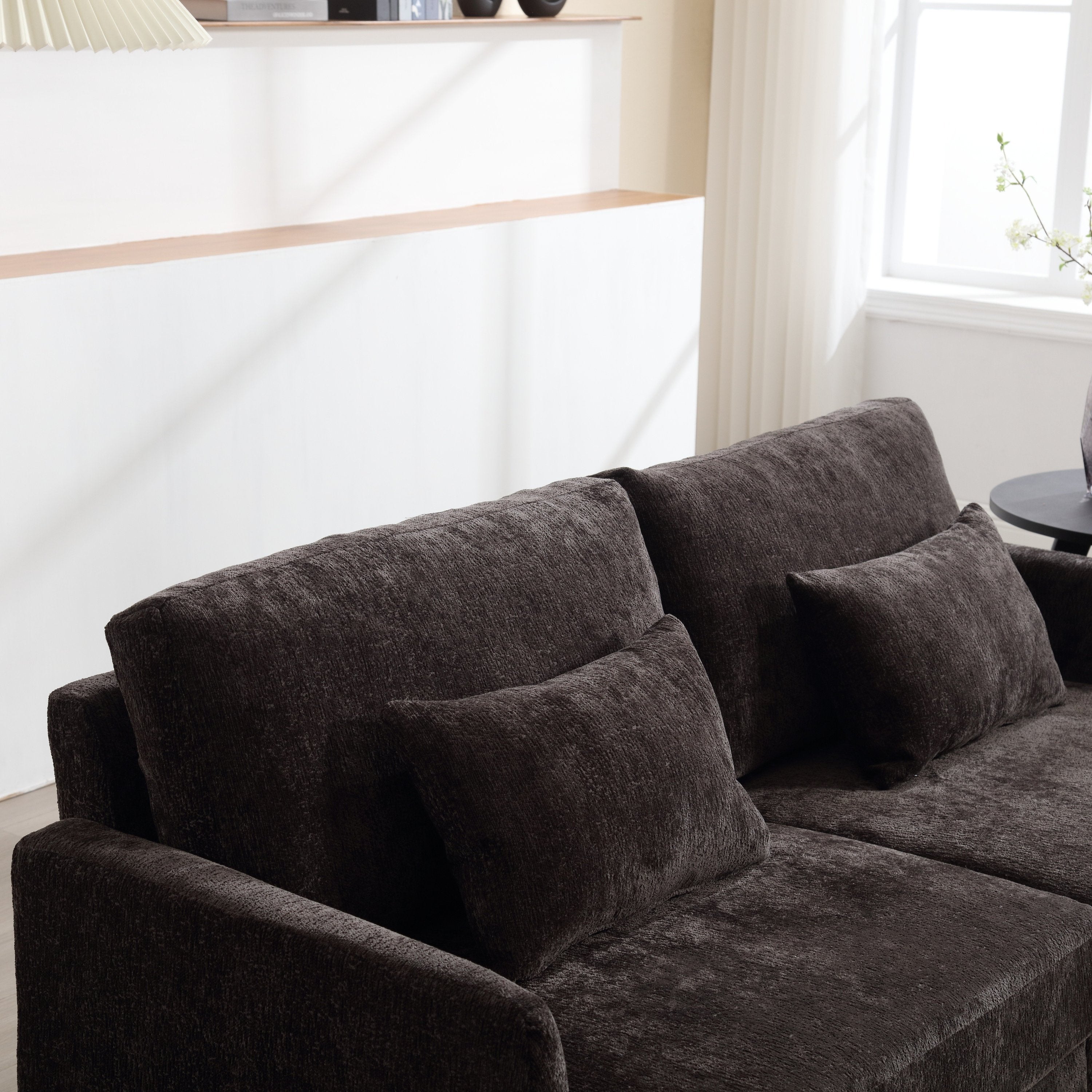 Mid Century Modern Chenille Fabric Loveseat Sofa