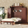 Wooden Queen Wall Bed with 2 Wardrobe and Storage Shelf