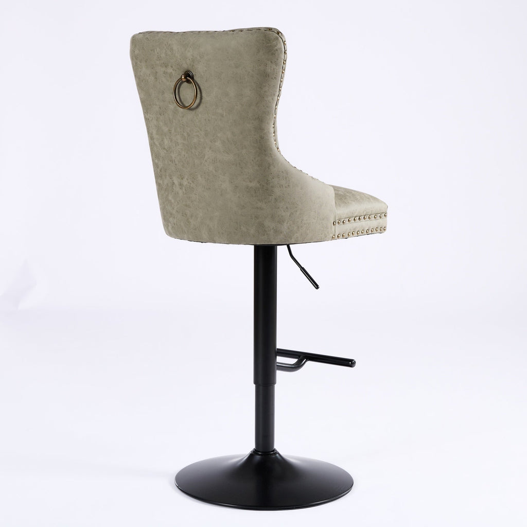 Aged and Retro PU Swivel Barstools Adjusatble Seat Height (Set of 2)