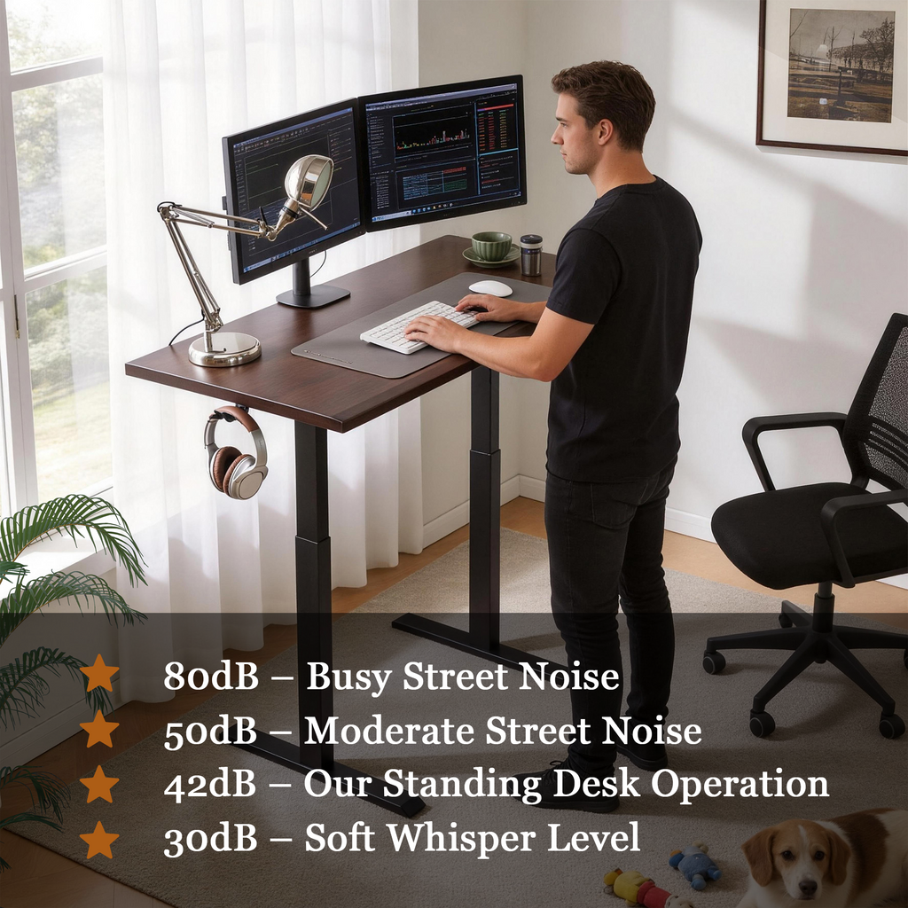 Solid Rubberwood Electric Adjustable Height Ergonomic Home Office Desk