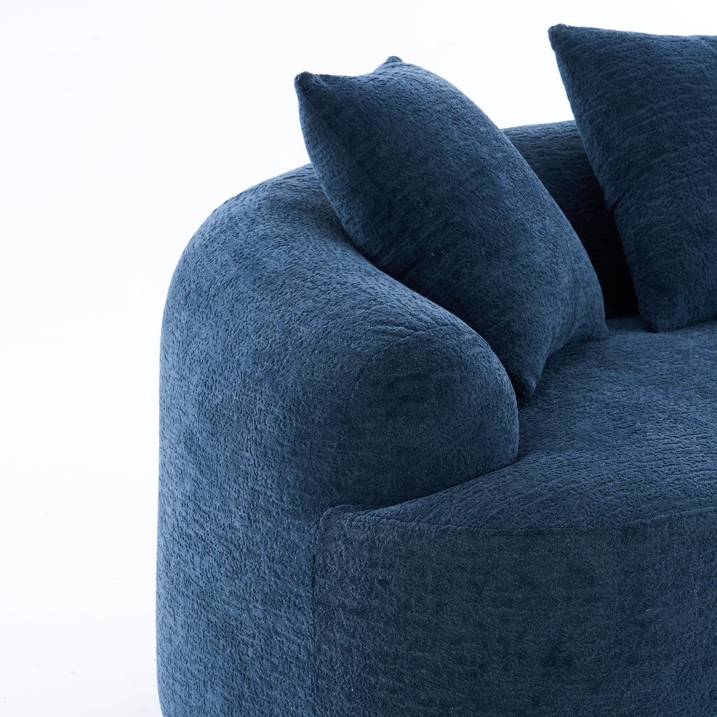 Loveseat Sofa with Wood Grain Chenille Fabric