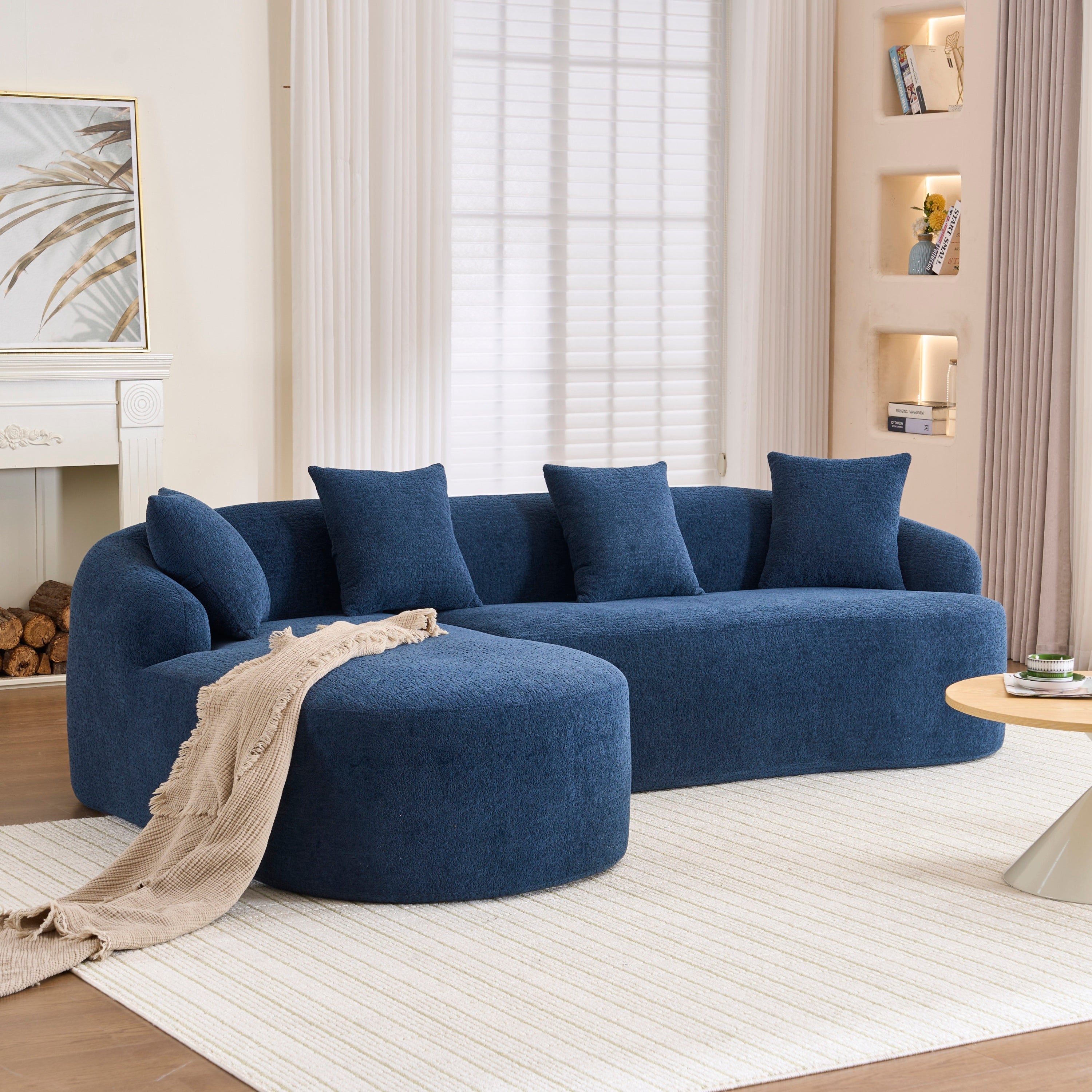 Boneless L-Shape Sectional Sofa with Curved Chaise