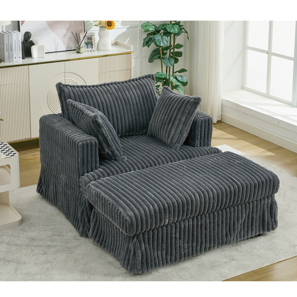 47.7'' Oversized Corduroy Chaise Longue with Ottoman