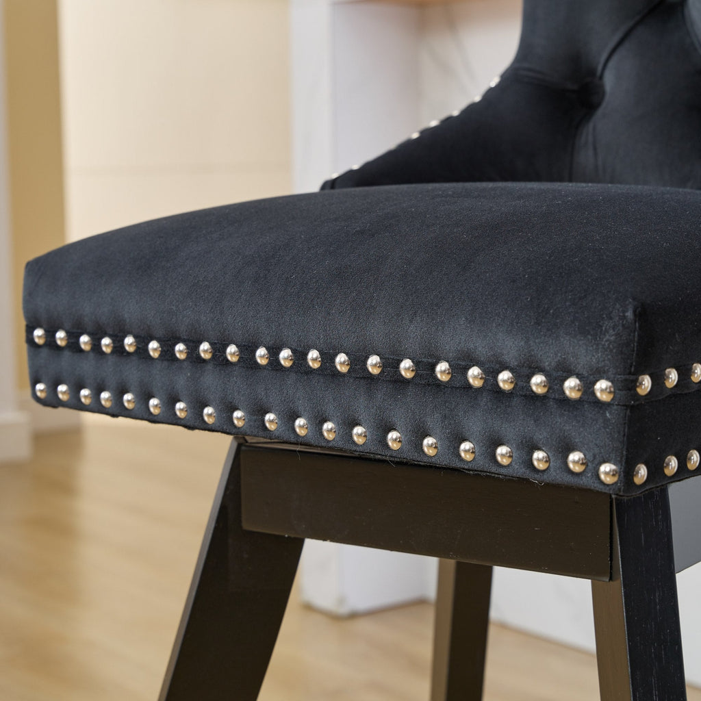 Swivel Velvet Barstools with Button Tufted Decoration (Set of 2)