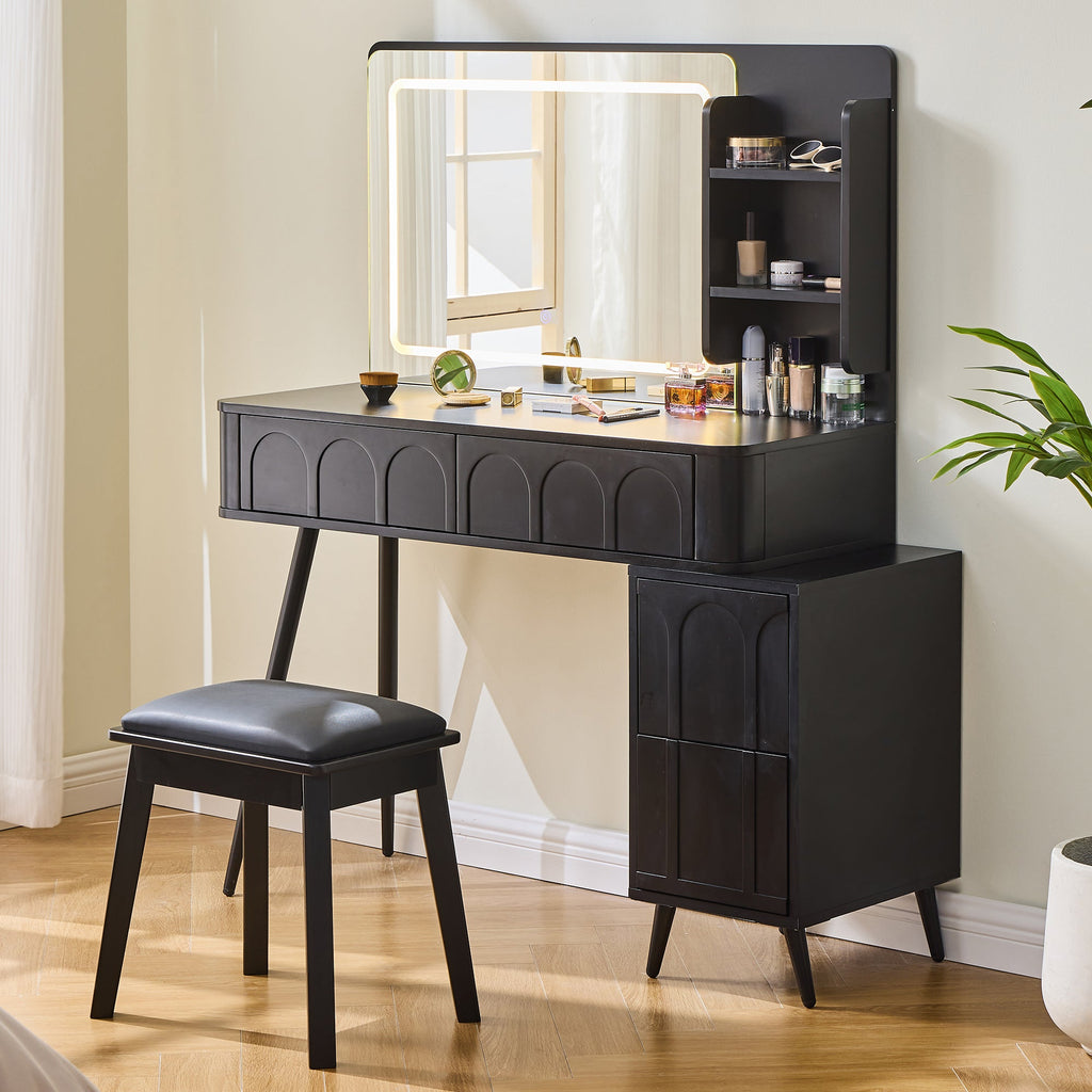 Modern Makeup Vanity Desk with LED Lights and Mirror