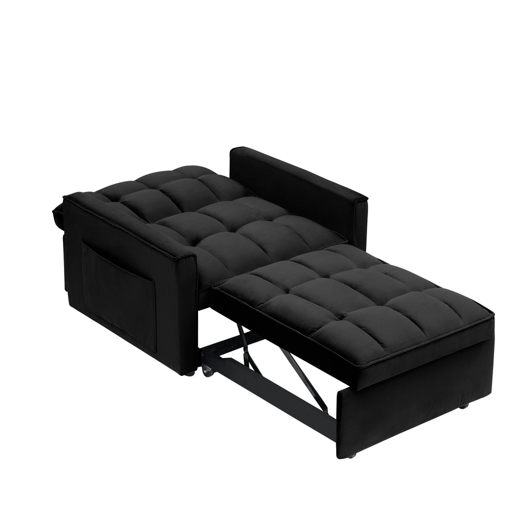 Velvet Foldable Sofa Bed Adjustable Back with USB, Ashtray & Phone Stand
