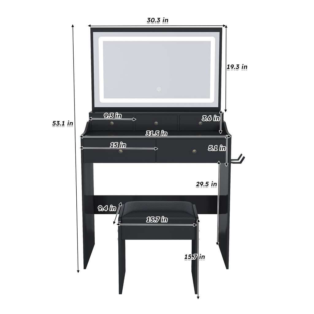 Modern Makeup Vanity Set with Power Outlet