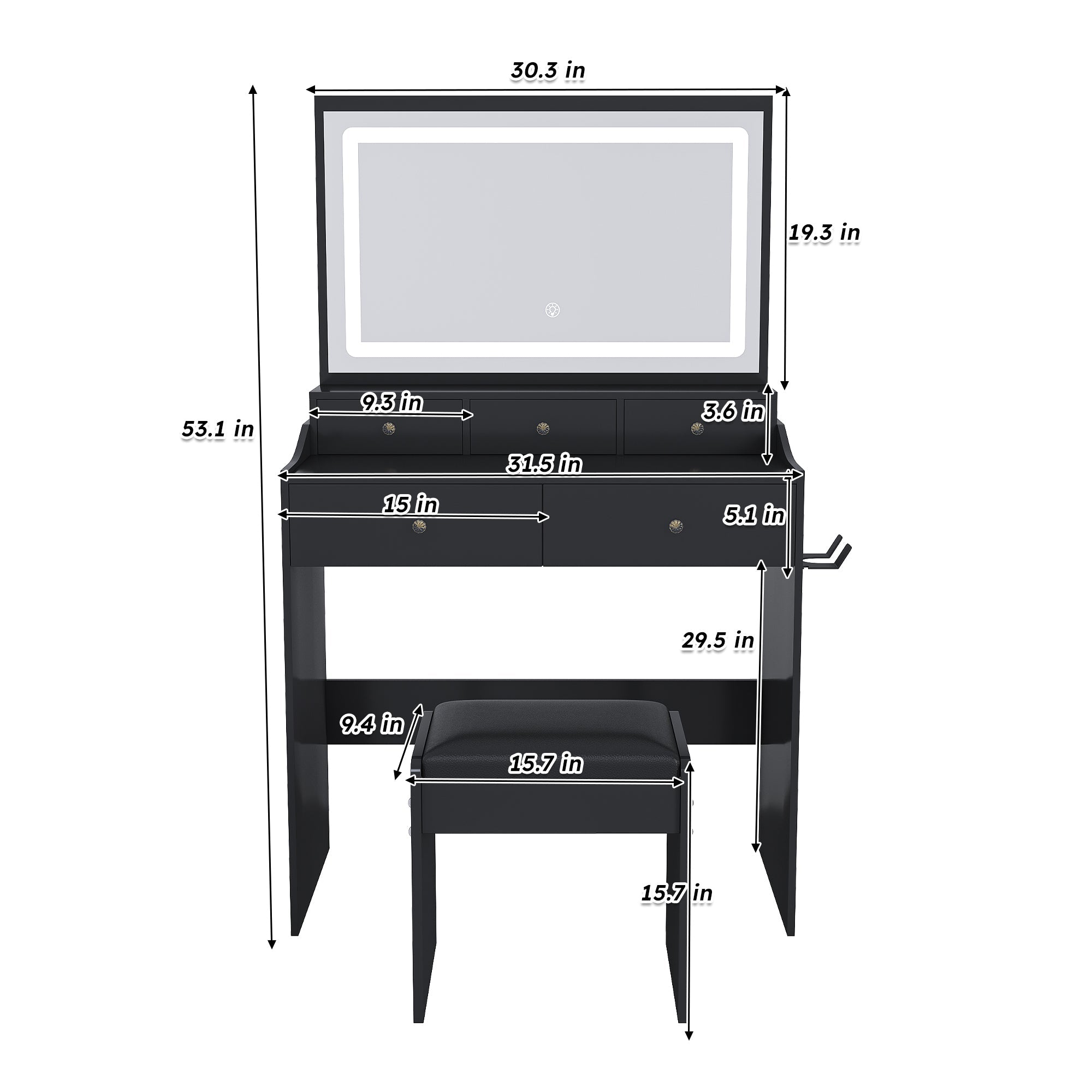Modern Makeup Vanity Set with Power Outlet
