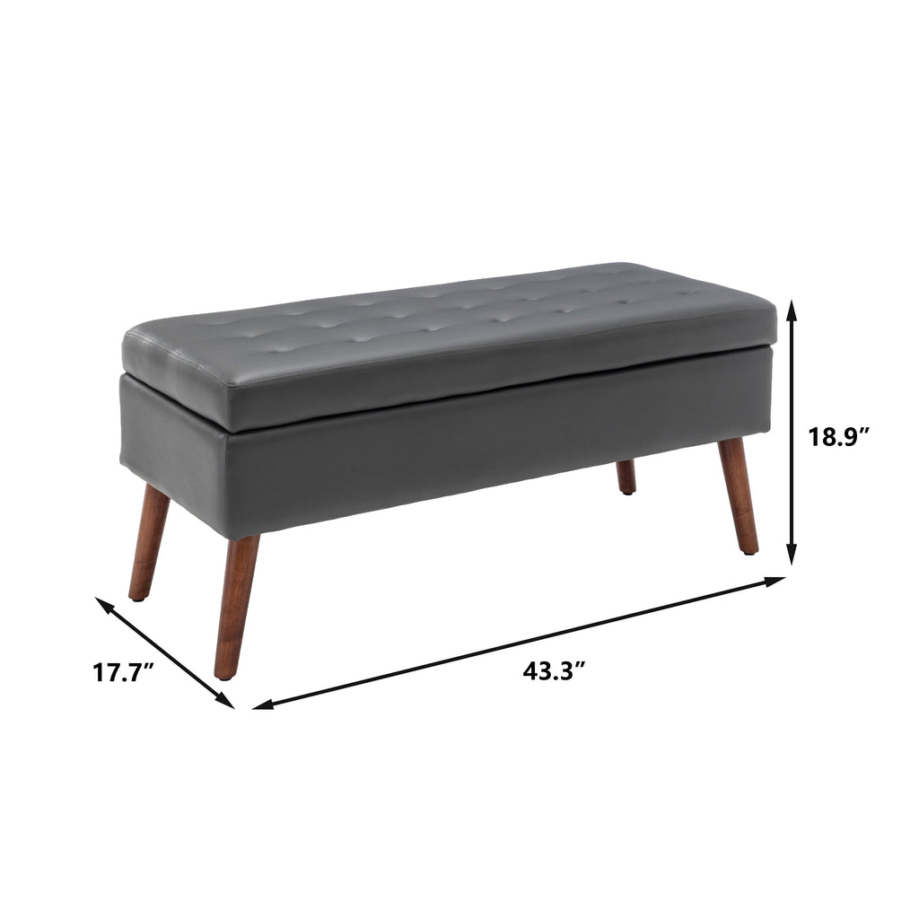 Brown PU Leather Storage Bench