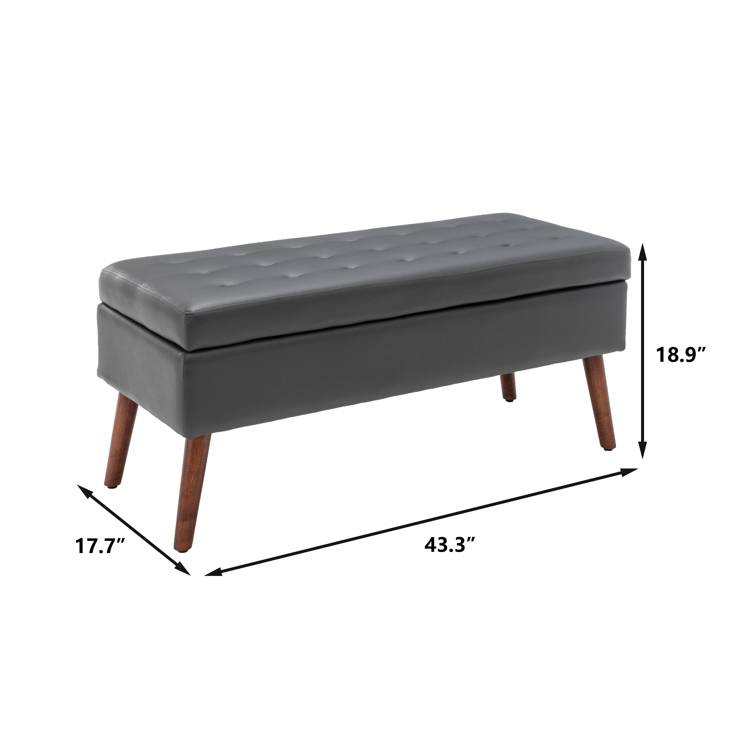 Brown PU Leather Storage Bench