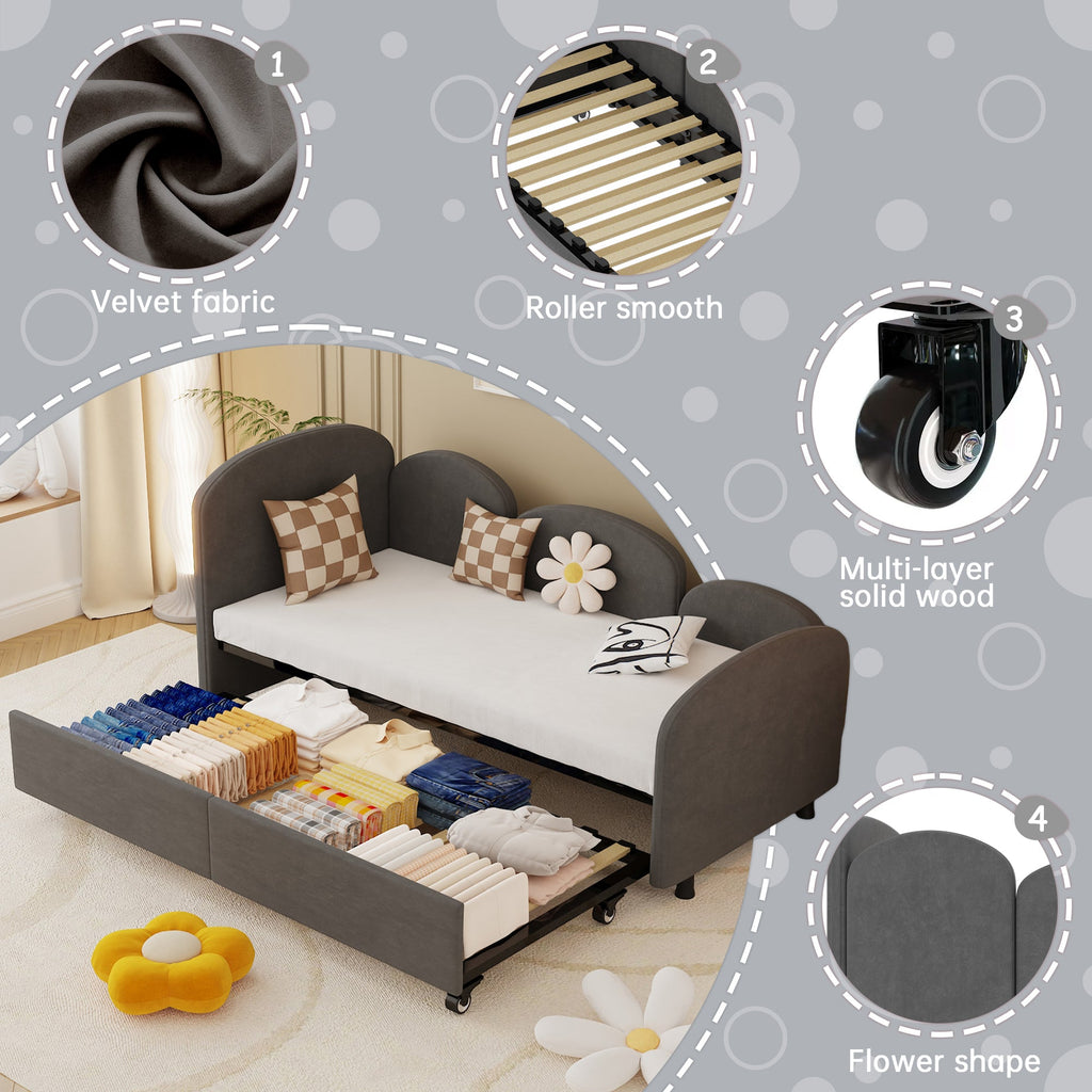 Modern Twin Size Velvet Upholstered Daybed