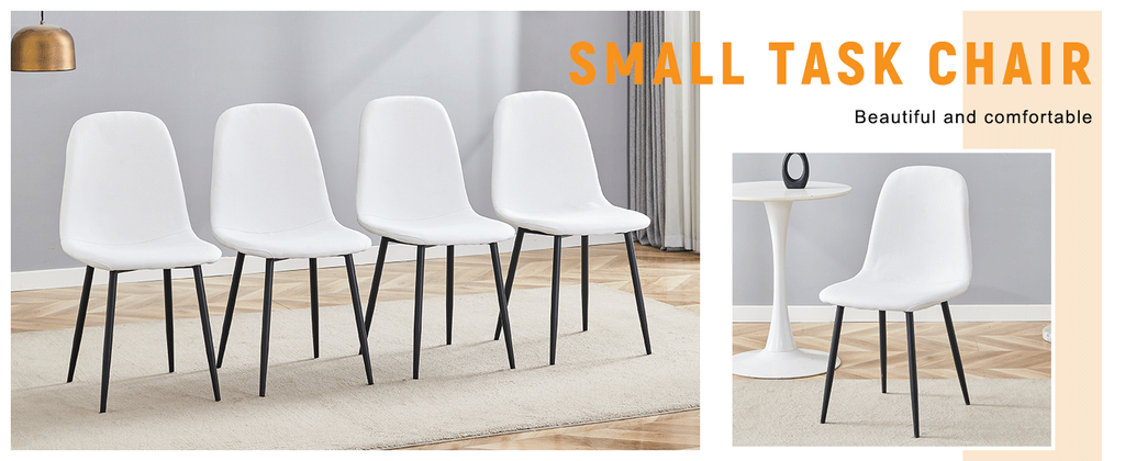 Luxury Simple Chair Black Linen Dining Chair  (Set of 4)