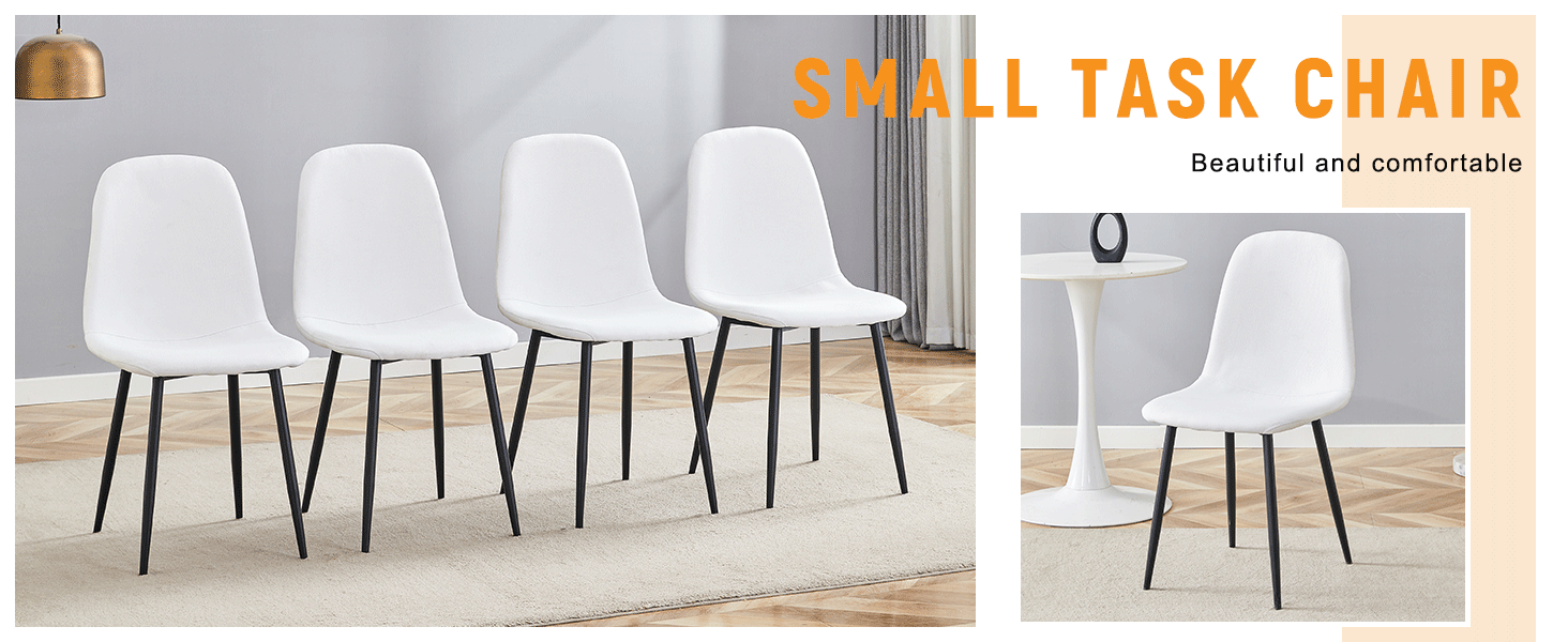 Luxury Simple Chair Black Linen Dining Chair  (Set of 4)