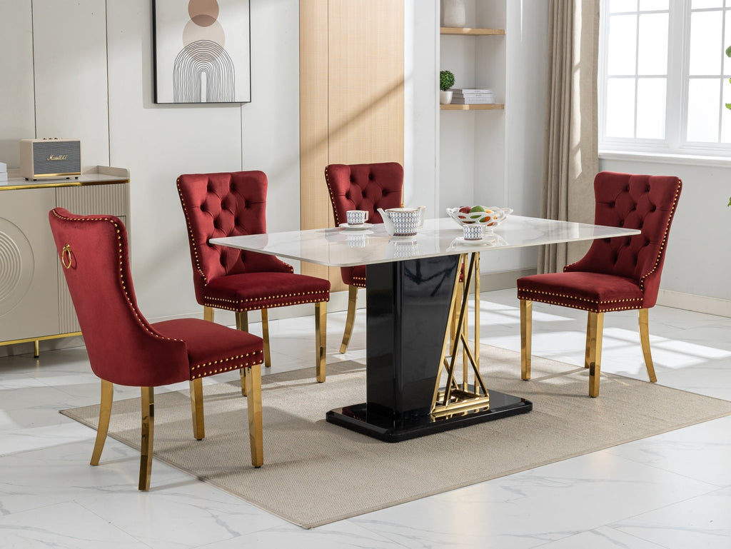 Modern High-end Tufted Solid Wood Velvet Dining Chairs (Set of 2)