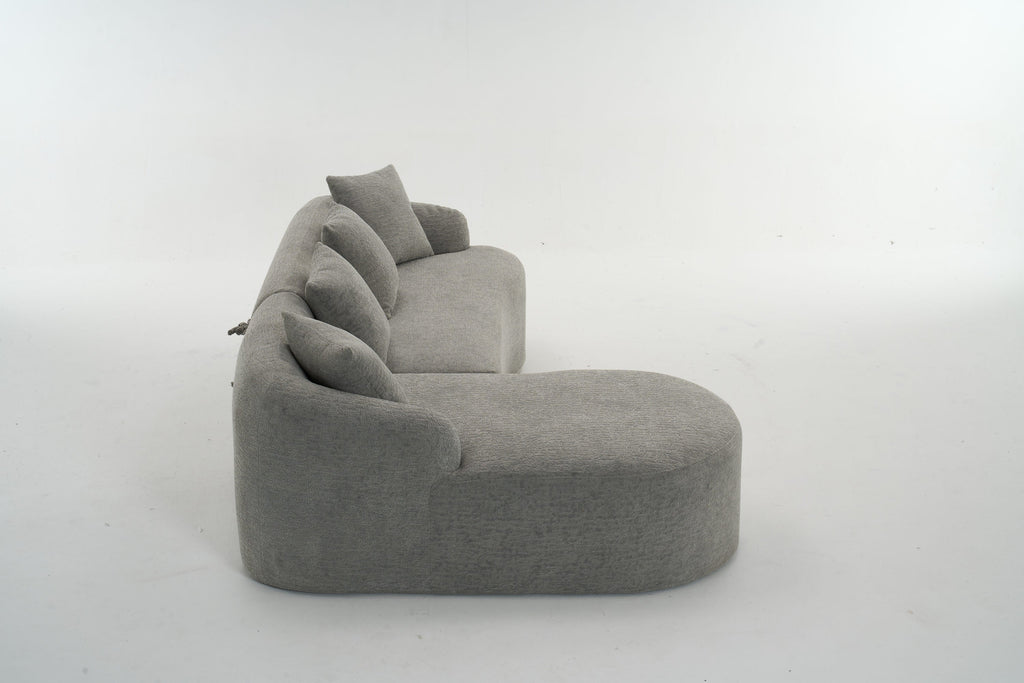 Boneless L-Shape Sectional Sofa with Curved Chaise