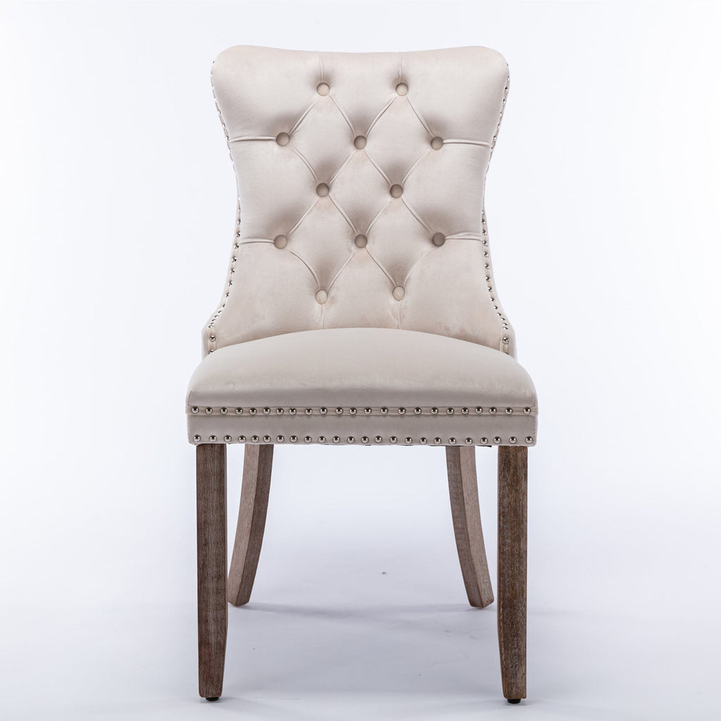 Modern High-end Tufted Solid Wood Velvet Dining Chair(Set of 2)