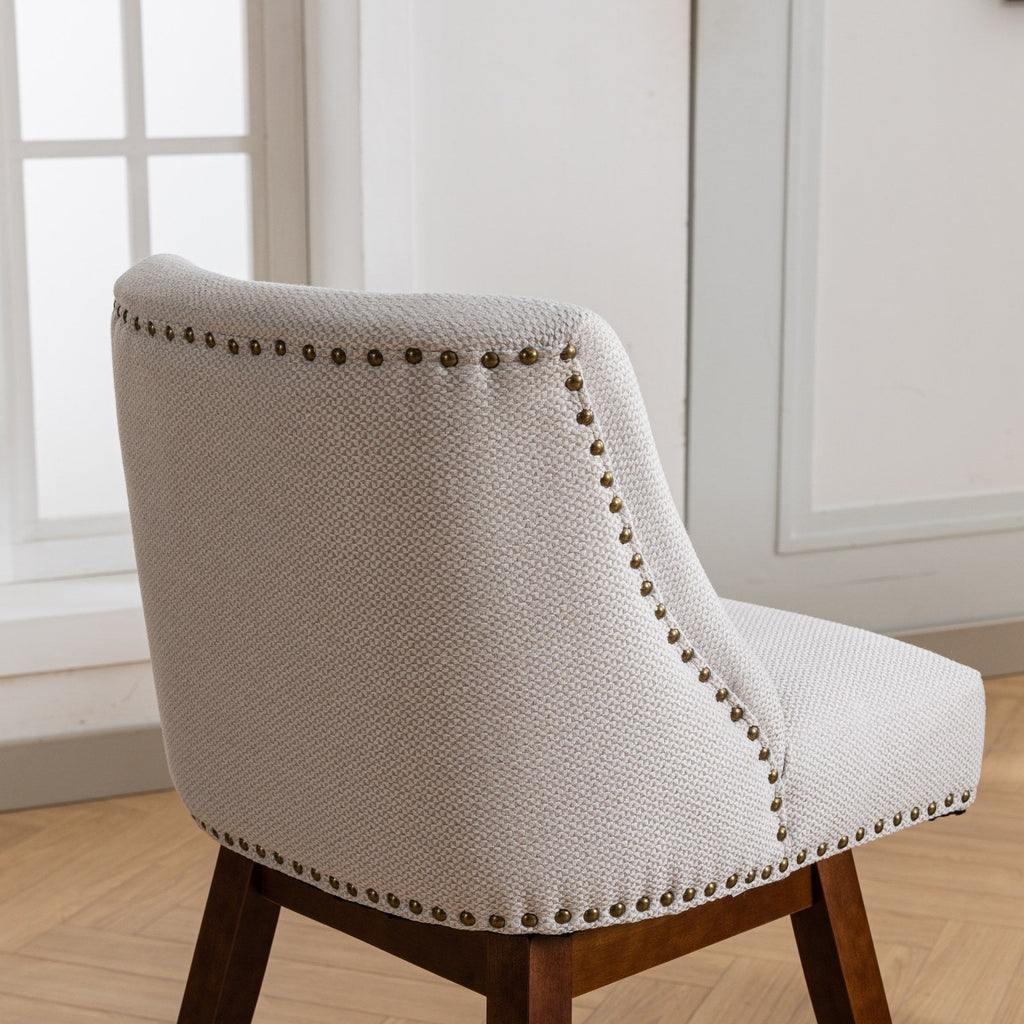 Upholstered Swivel Counter Height Bar Stools with Nailhead Trim (Set of 2)