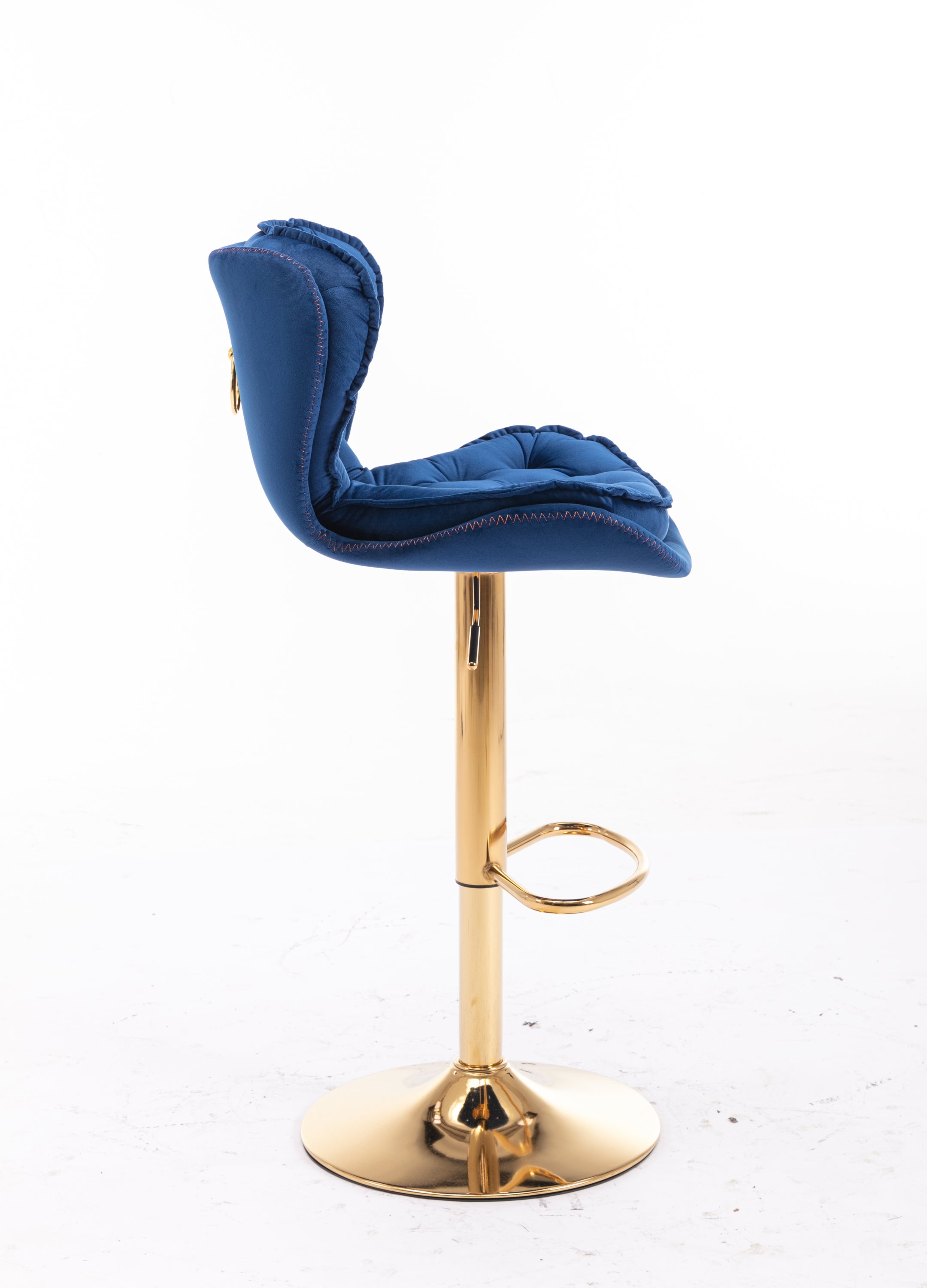 Velvet Bar Stools Set of 2 - Gold Base Adjustable Swivel Counter