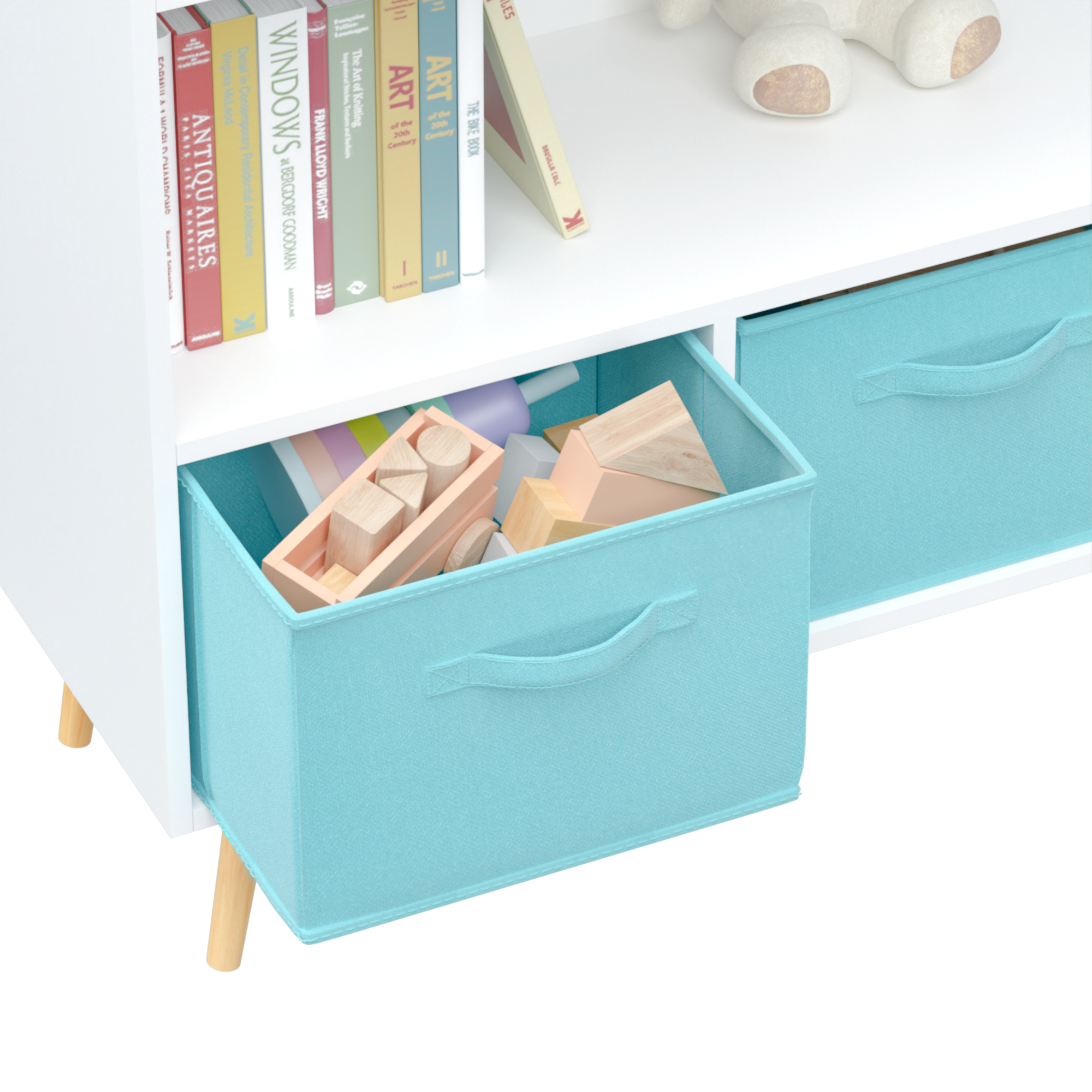 Children's Book Display Kids Bookcase with 3 Fabric Bins