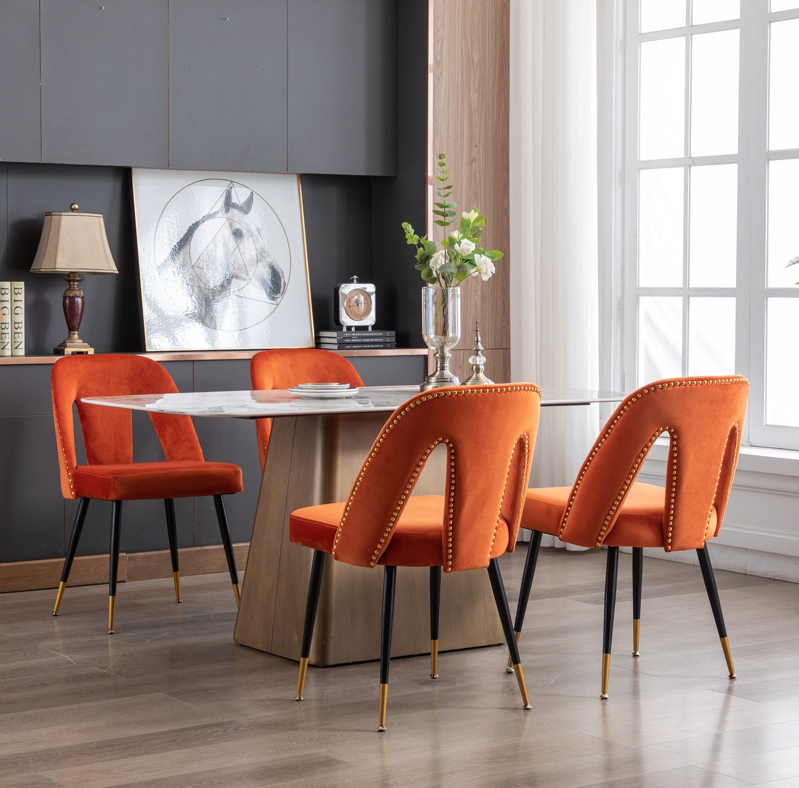 Modern Velvet Upholstered Dining Chair (Set of 2)