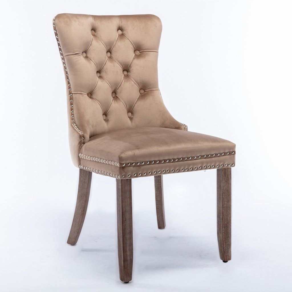 Modern High-end Tufted Solid Wood Velvet Dining Chair(Set of 2)
