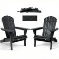 Solid Cedar Folding Adirondack Chair Black Patio 1 Pc Or 2 Pcs Option