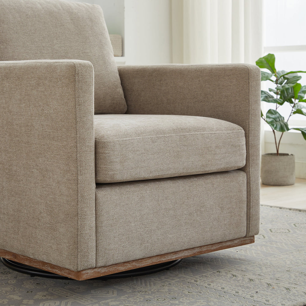 Modern Square Chenille Upholstered Swivel Accent Chair