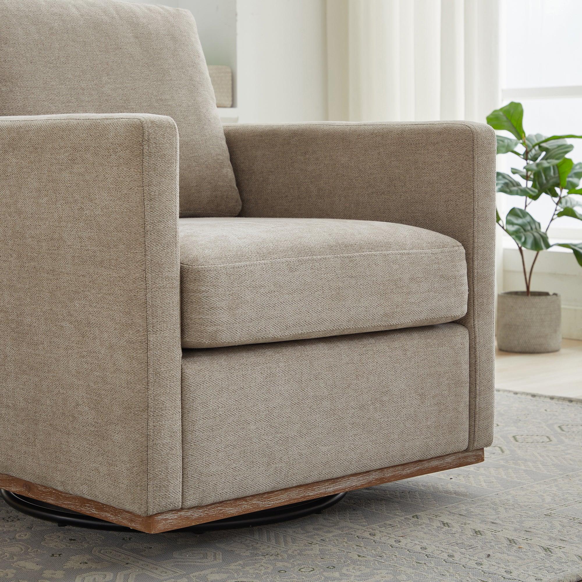 Modern Square Chenille Upholstered Swivel Accent Chair