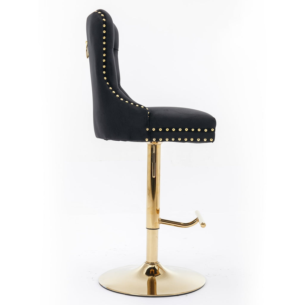 Modern Upholstered Swivel Velvet Barstools (Set of 2)