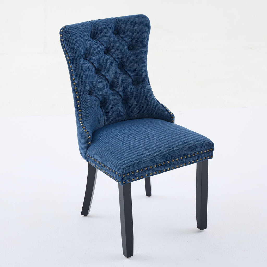 Linen Contemporary Tufted Flax Upholstered Dining Chairs (Set of 2)