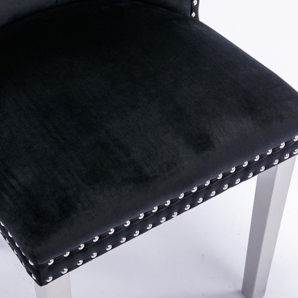 Modern High-end Tufted Solid Wood Velvet Dining Chairs (Set of 2)