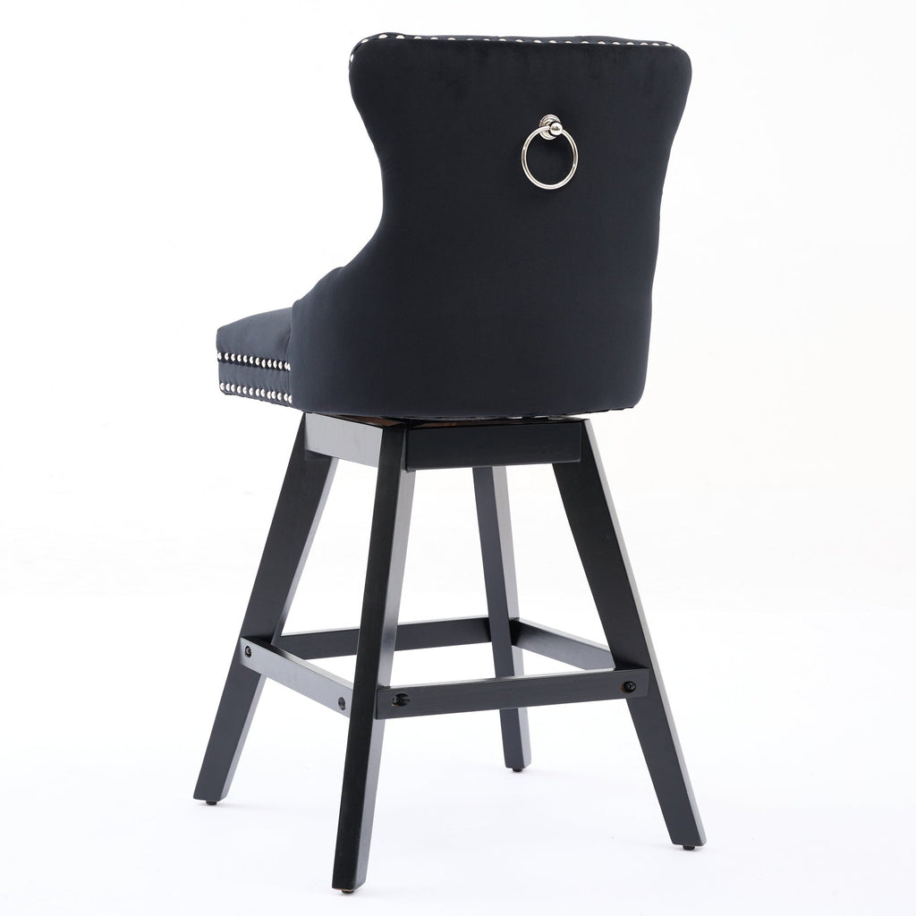 Swivel Velvet Barstools with Button Tufted Decoration (Set of 2)