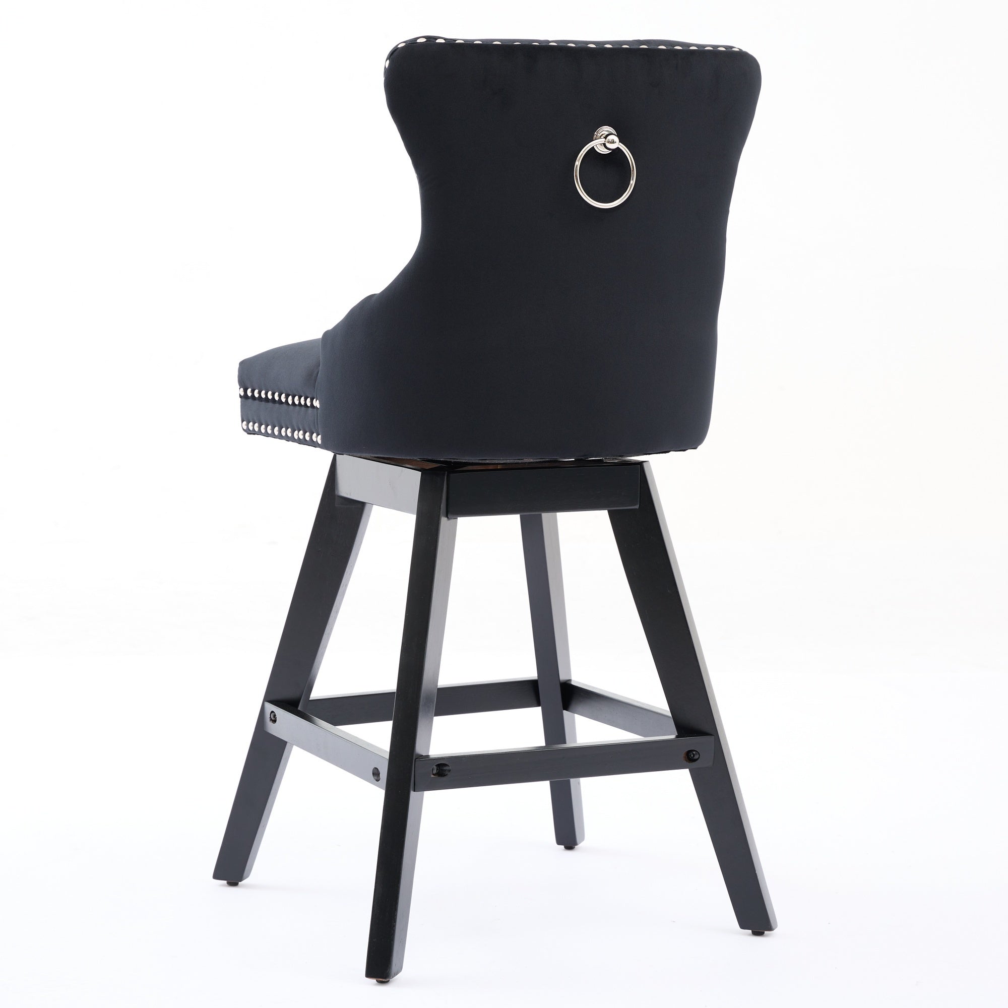 Swivel Velvet Barstools with Button Tufted Decoration (Set of 2)