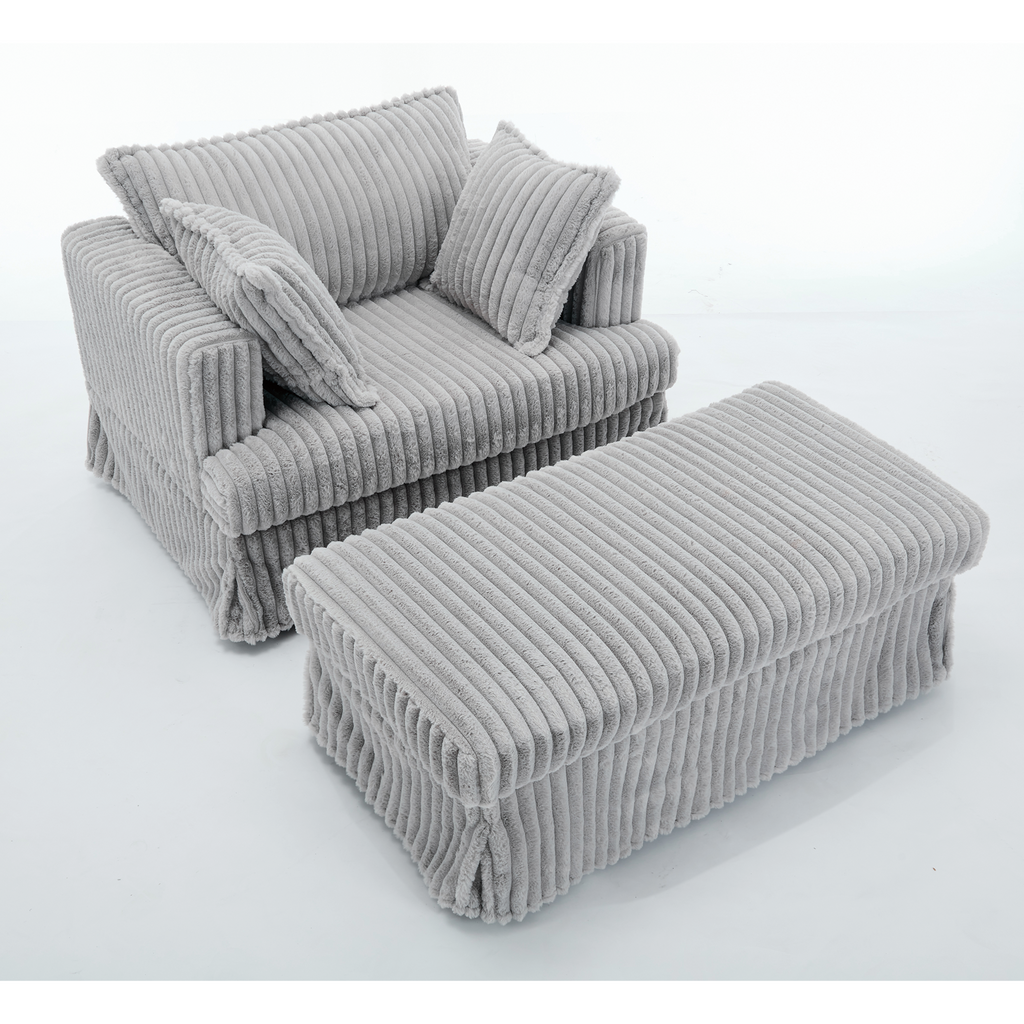 47.7'' Oversized Corduroy Chaise Longue with Ottoman
