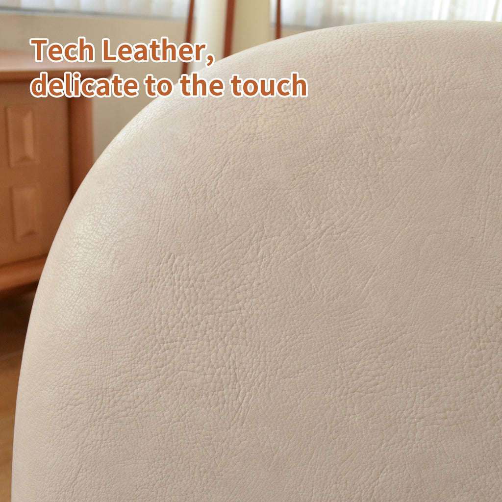 Armless Leather Accent Chair with Solid Wood Legs