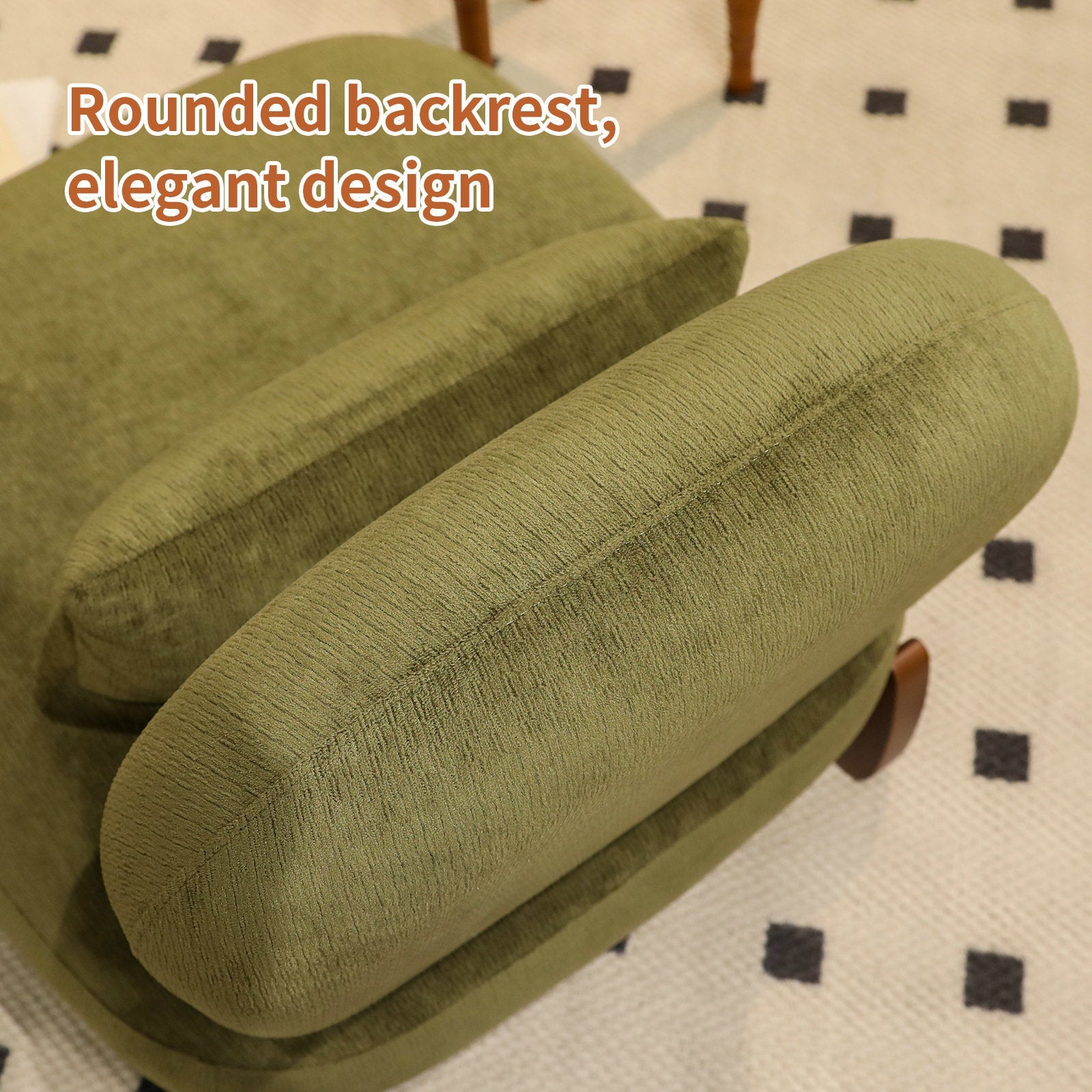 Velvet Accent Chair with Solid Wood Legs