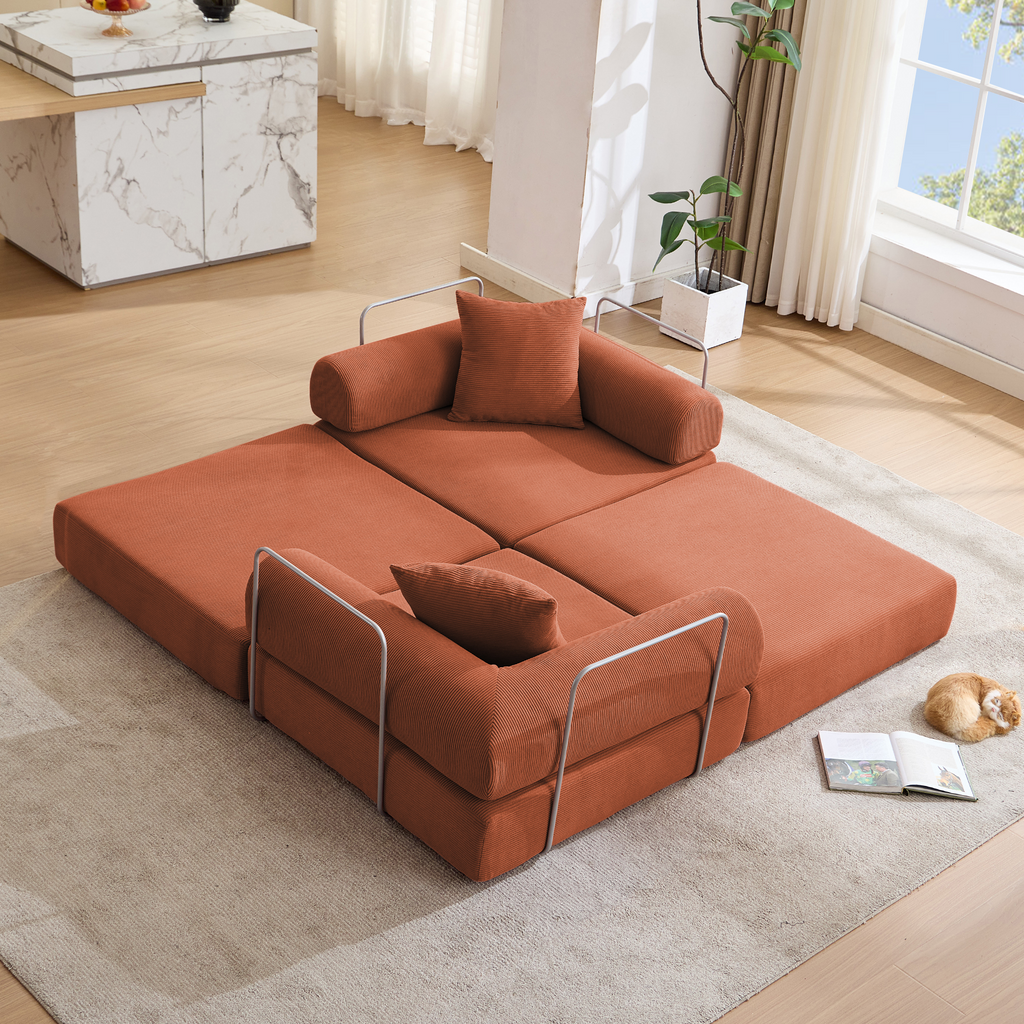 2 Seat Convertible Couch Folding Mattress Couch Sofa Bed