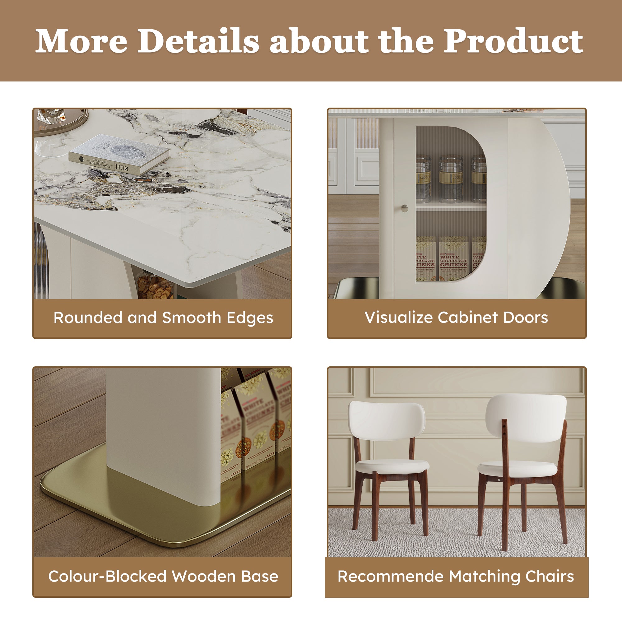 Modern 63' Dining Table Set with Storage